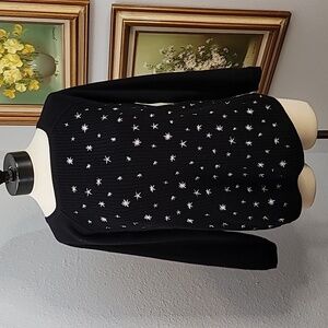 Style & Co. Brand Black sweater with silver metallic stars size large
